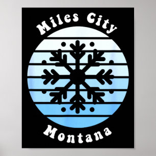 Miles city montana snowflake christmas winter poster