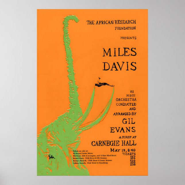 Miles Davis - Gil Evans jazz poster - At Carnegie (Front)