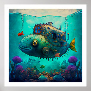 Miles Under the Sea Art Illustration Poster 2