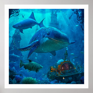 Miles Under the Sea Art Illustration Poster 4