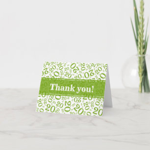 Milestone 20 Random Number Pattern Green/White Thank You Card