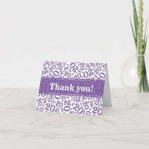 Milestone 20 Random Number Pattern Purple/White Thank You Card