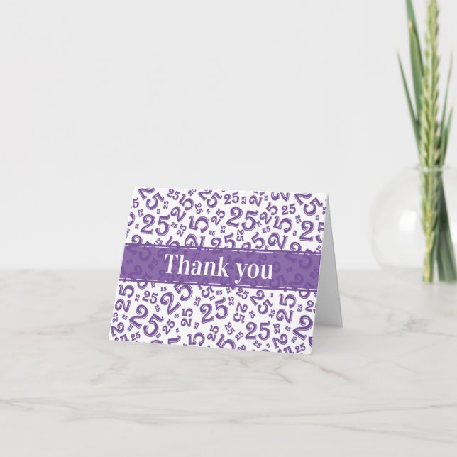 Milestone 25 Random Number Pattern Purple/White Note Card (Front)