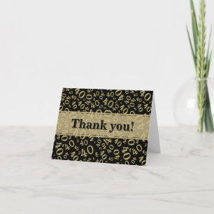 Milestone 40 Random Number Pattern Black/Gold Thank You Card