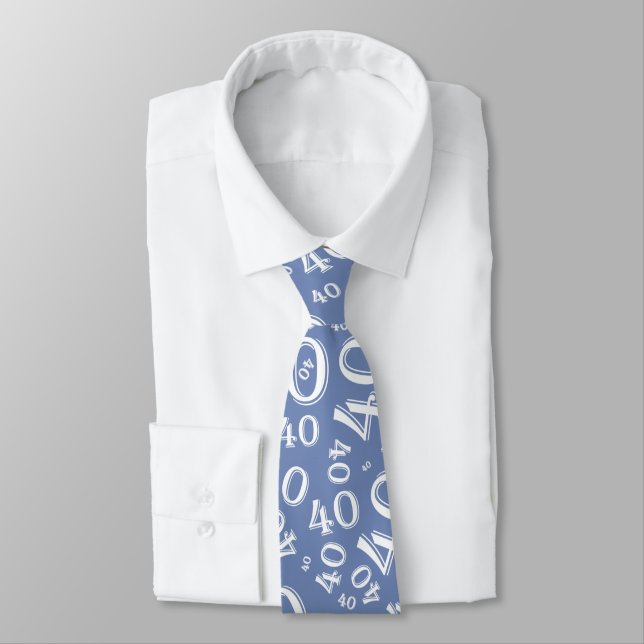 Milestone 40 Random Number Pattern Blue/White Tie (Tied)