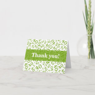 Milestone 40 Random Number Pattern Green/White Thank You Card