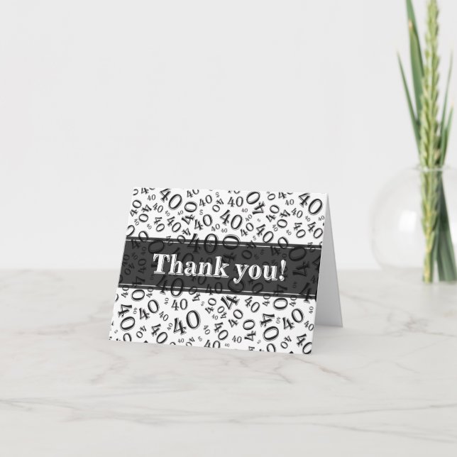 Milestone 40 Random Number Pattern Green/White Thank You Card (Front)