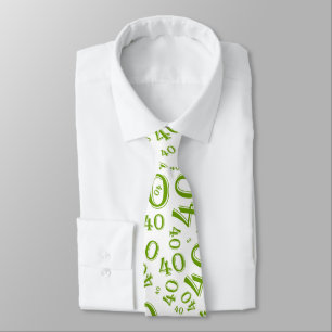 Milestone 40 Random Number Pattern Green/White Tie