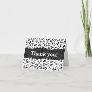 Milestone 45 Random Number Pattern Black/White Thank You Card