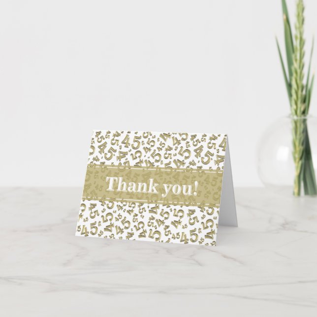Milestone 45 Random Number Pattern Gold/White  Thank You Card (Front)