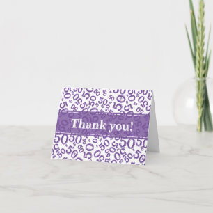 Milestone 50 Random Number Pattern Purple/White Thank You Card