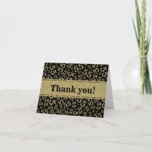 Milestone 55 Random Number Pattern Black/Gold Thank You Card