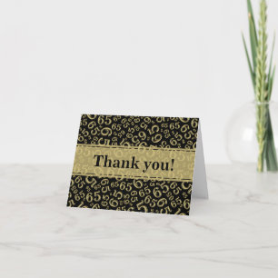 Milestone 65 Random Number Pattern Black/Gold Thank You Card