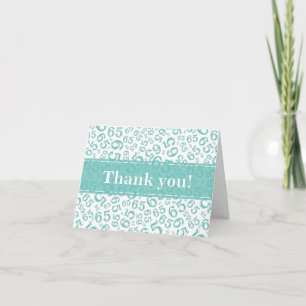 Milestone 65 Random Number Pattern Teal/White Thank You Card
