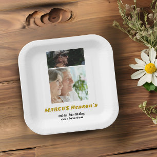 Milestone 90th Birthday 2 Photos Paper Plate