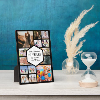 Milestone Anniversary With Hexagon Centre Photo Plaque