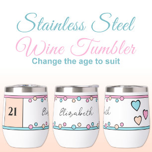 Milestone birthday 21st name turquoise pink