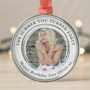 Milestone Birthday 40th Photo Keepsake Metal Ornament