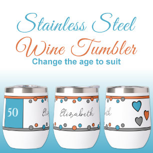 Milestone birthday 50th name blue orange