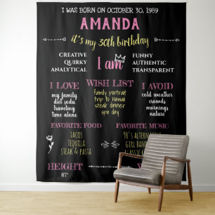 Milestone Birthday Adult Chalkboard Photo Backdrop Tapestry