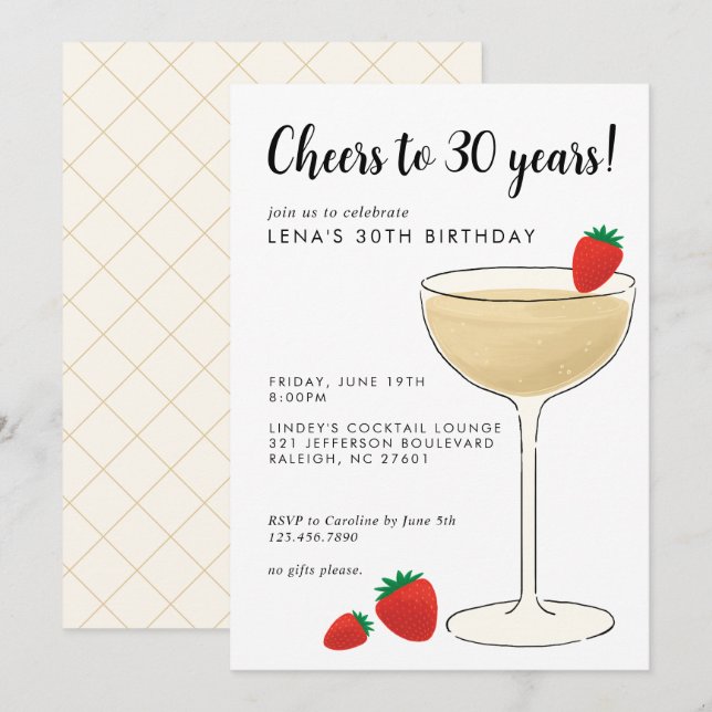 Milestone Birthday Cocktail Party Invitation (Front/Back)
