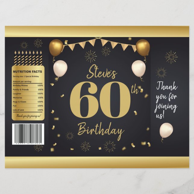 Milestone Birthday Gold Black Chip Bag Wrappers (Front)