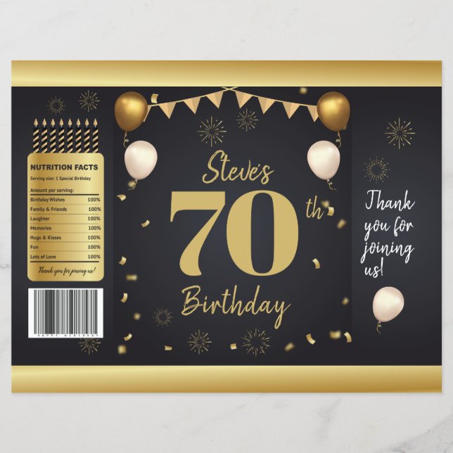 Milestone Birthday Gold Black Chip Bag Wrappers (Front)