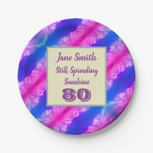 Milestone Birthday Party Bright Neon Colour Stripe Paper Plate