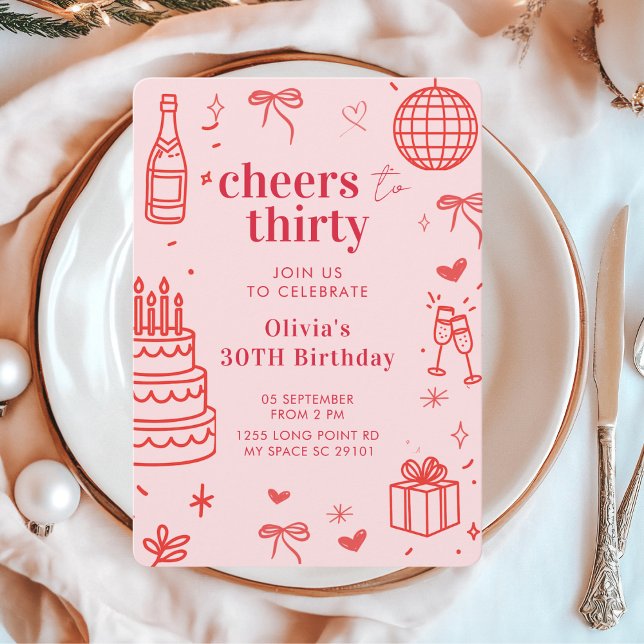Milestone Birthday Party Invite | Cheers to Thirty (Creator Uploaded)