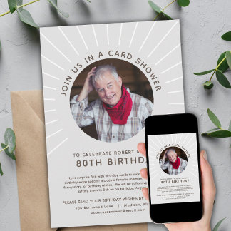 Milestone Birthday Photo Card Shower Invitation