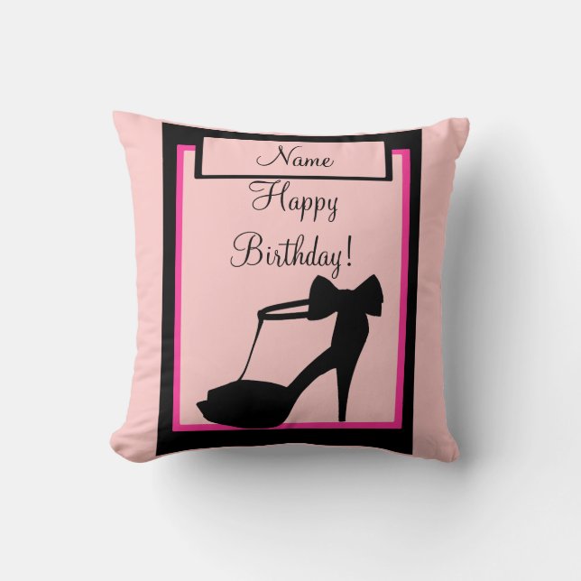 "Milestone Birthday" Pink Pillow (Front)