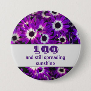Milestone Birthday Purple Flower Photo Floral 7.5 Cm Round Badge