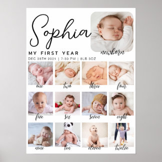 milestone birthday sign, printable baby's first poster
