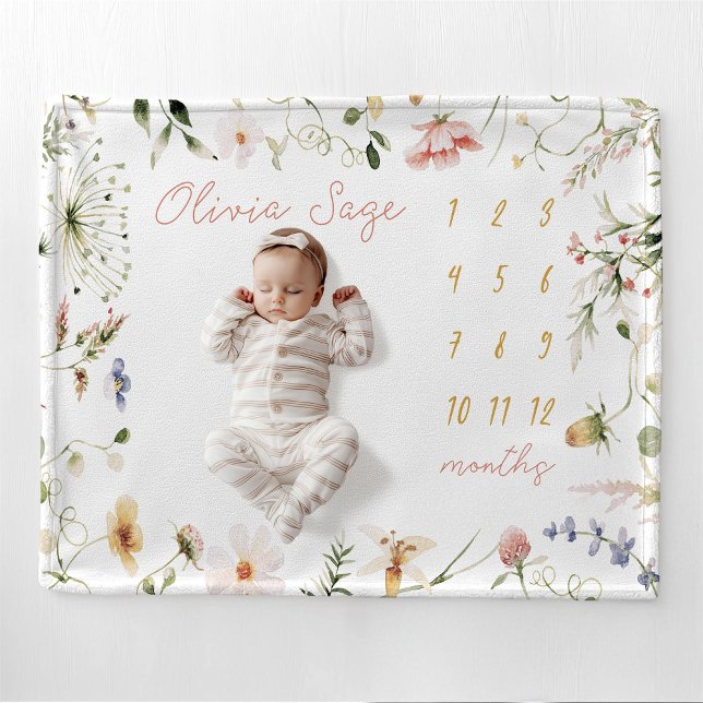 Milestone Blanket Girl Custom Name Blanket Wildflo (Creator Uploaded)
