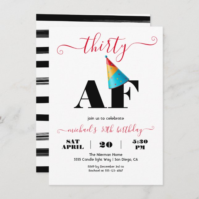 Milestone Funny Old AF Birthday Party Invitation (Front/Back)