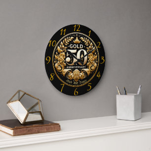 Milestone Gold 50th Anniversary  Large Clock