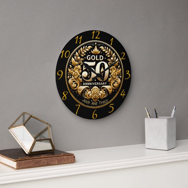 Milestone Gold 50th Anniversary  Large Clock (Office)