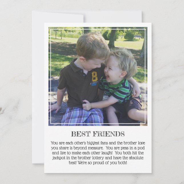 Milestone Keepsake Card: Siblings Best Friends Announcement (Front)