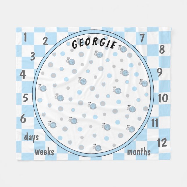 Milestone Snips and Snails Baby Fleece Blanket (Front (Horizontal))