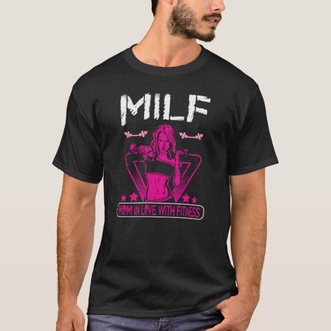 Milf Mum In Love With Fitness Design T-Shirt (Front)