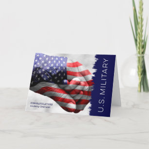 Military Academy Graduate Hand in Hand with Flag Card