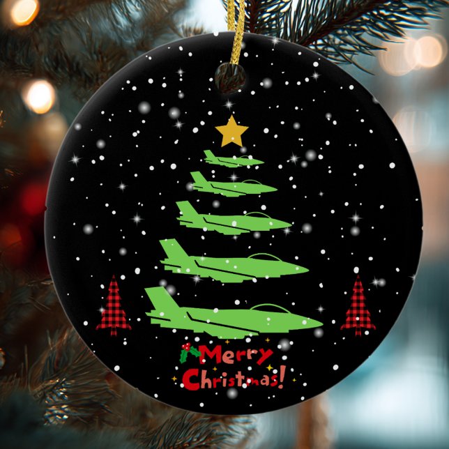 Military Aeroplane Christmas Tree WW2 Aviation  Ceramic Ornament (Creator Uploaded)