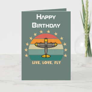 Military Aeroplane Flying, Aviation Birthday Card