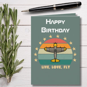 Military Aeroplane Flying, Aviation Birthday Card