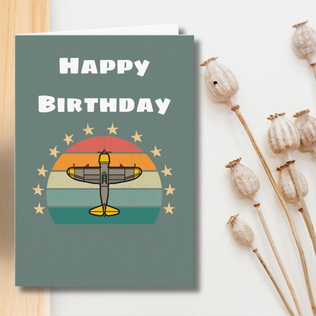 Military Aeroplane Flying, Cool Aviation Birthday Card (Creator Uploaded)
