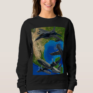 Military Aeroplanes Over Canvas Sweatshirt