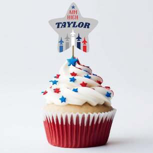 Military Air Force Going Away Party Cupcake Picks Star Sticker