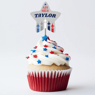 Military Air Force Going Away Party Cupcake Picks Star Sticker