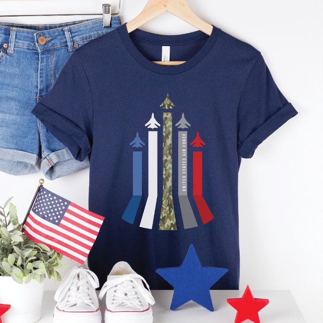 Military Air Force Jet Plane Flight Formation Dark T-Shirt (USA military Air Force F-16 fighter jet airplane flight formation patriotic 4th of July mom dad gift)