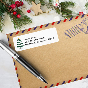 Military Airplane Christmas Tree Simple Aviaton Return Address Label